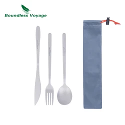 Boundless Voyage Titanium Dinner Set Camping Tableware Utility Cutlery Chopsticks Knife Fork Spoon Set 3/4pcs for Home Travel