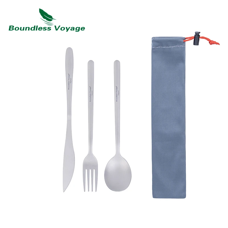 Boundless Voyage Titanium Dinner Set Camping Tableware Utility Cutlery Chopsticks Knife Fork Spoon Set 3/4pcs for Home Travel