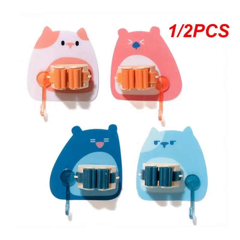 1/2PCS Mops Rack Durable Cartoon Kitchen Tool Cleaning Tools Organizer Hanging Broom Holder Space Saving Bubble Bear Broom Racks