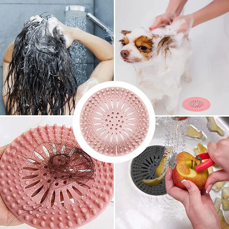 Silicone Kitchen Sink Sewer Shower Filter Drain Cover Stopper Drainer Hair Catcher Floor Drain Hair Catcher Bathroom Accessorie