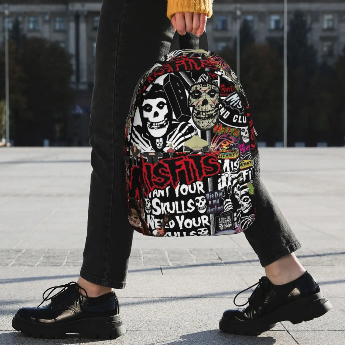 Misfits Totenkopf-Rucksack für Studenten, Jungen und Mädchen, Büchertasche, Kinder, Schultasche, Laptop, Umhängetaschen für Männer und Frauen