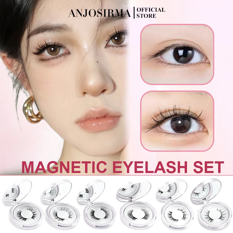 ANJOSIRMA natural magnetic eyelashes, self-adhesive false eyelashes, reusable eyelashes, no glue required