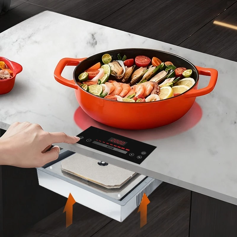 High-power 2000W one-stove hidden electric stove, touch control, multi-function,built-in electric ceramic panel, stainless steel