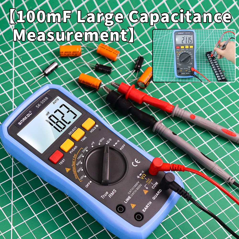 

SK-505B 2 in1 Multimeter Digital Megohmmeter Insulation Resistance Meter 50GΩ 2500V Ground Resistance Measurement Voltmeter