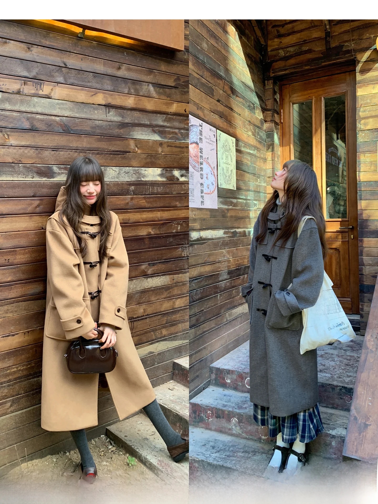 

Hello Retro Plaid Buttoned Woolen Coat Women's Winter Faion Loose Design Long Outerwear Korean Sle Straight Cut