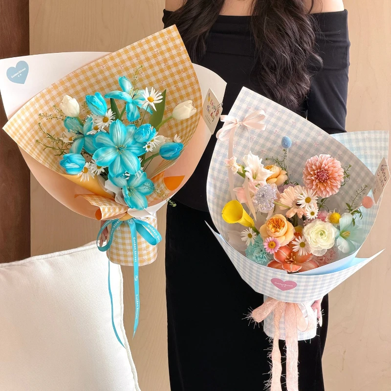 꽃 포장지 체크무늬 패턴 포장지 꽃집 꽃 DIY 장식  - Wedding Supply Shops 리뷰 및 가격