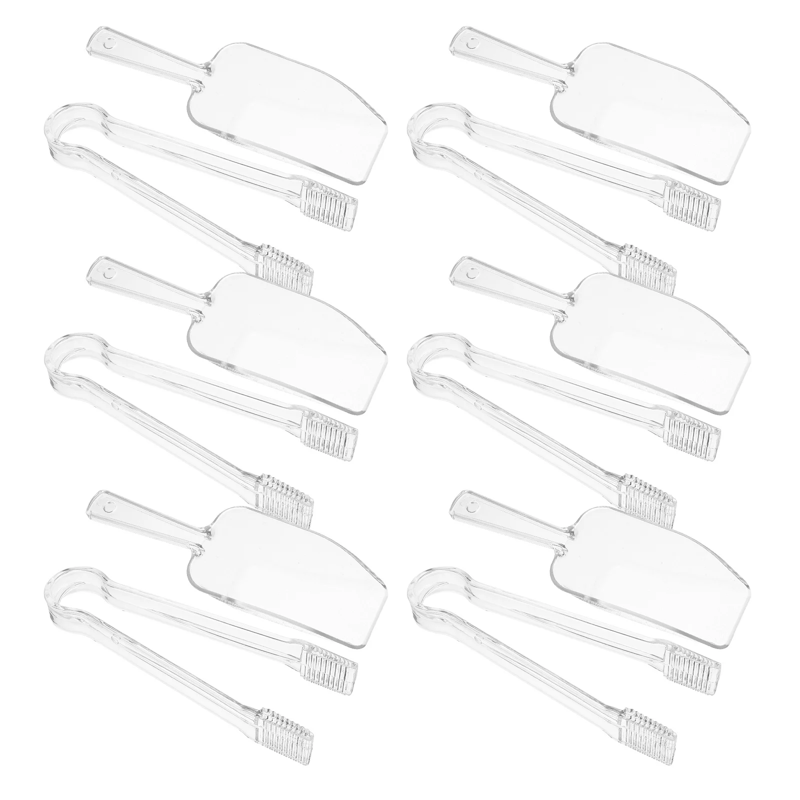

12Pcs Mini Ice Tongs and Scoops Lightweight Plastic Food Serving Tools for Ice Bucket Freezer Kitchen Buffet Tea Party Bar Bbq