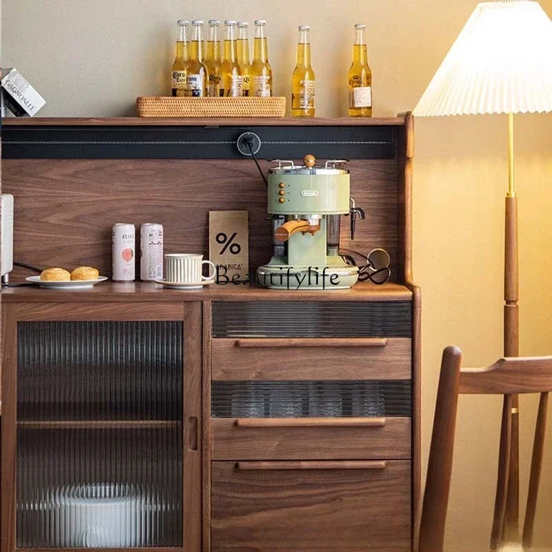 

yj32 Nordic black walnut all solid wood power slide rail Nordic storage locker