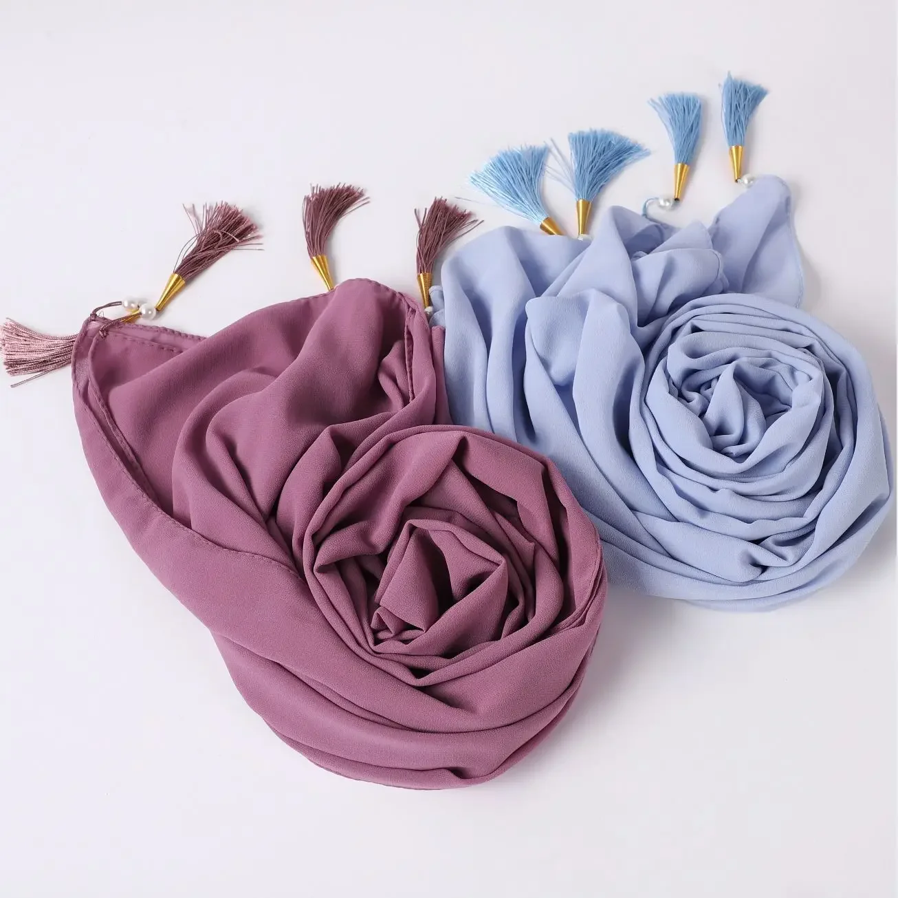 

Bubble Pearl Chiffon Scarf Tassel Bead Scarves Fringed Shawl Wrap Turban Muslim Hijab Women Islam Stole Veil Bandanas Bufanda