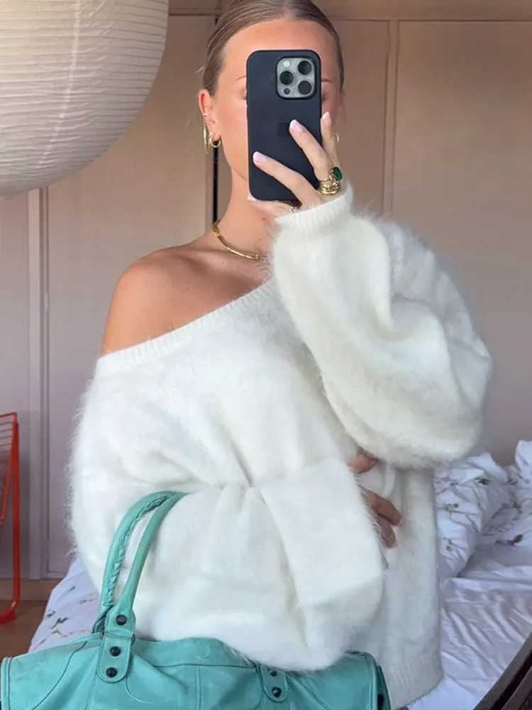 رسالة تقسم سستة محبوك سترة المرأة عادية المرقعة فضفاضة تناسب سترة ذات عنق دائرى 2025 الإناث Y2k ملابس الخريف جديد #2