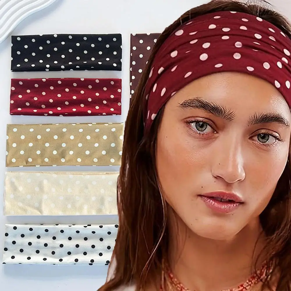 

Dot-pattern Head Bands Polka Dot Wide Hair Bands Sweat-absorbent Hairband Retro Decor Fashion Women Items Soft Stretch Headbands