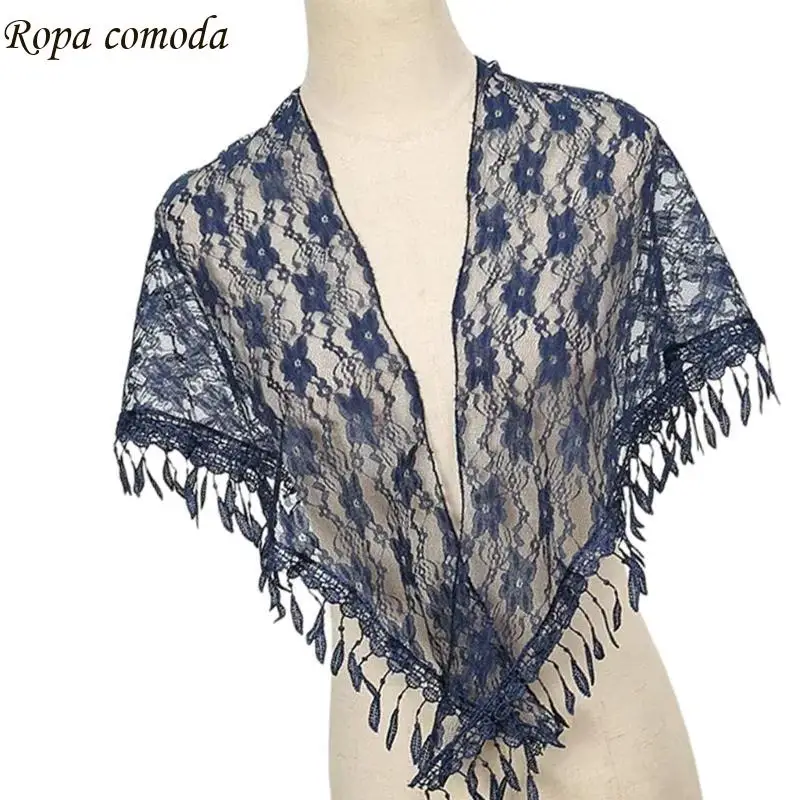 

MXMA Soft Breathable Lace Scarf Hollowed Shawl Flower Head Wrap for Vacation Photo