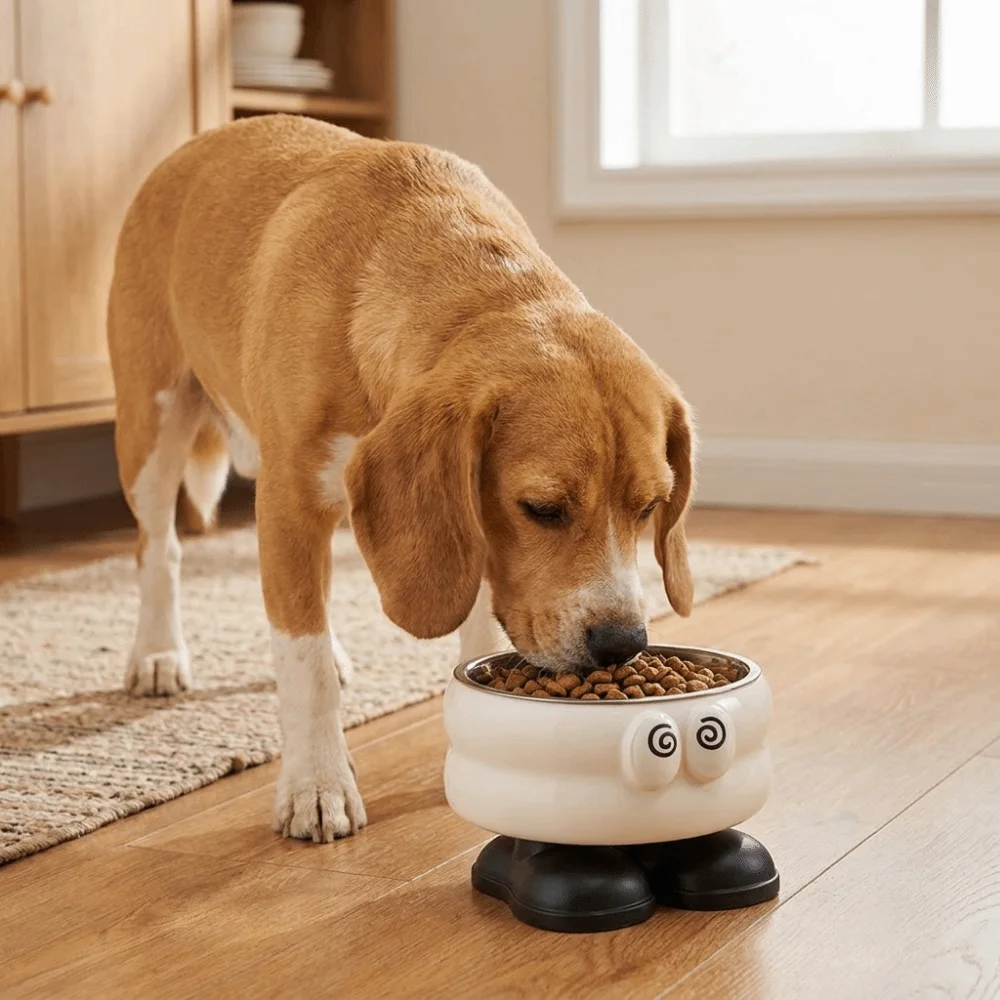 

Stainless Steel Elevated Pet Bowl Non-Slip Base Large Capacity Cat Drinking Bowl Anti-Overturning Anti-Choking High-Leg Pet Bowl