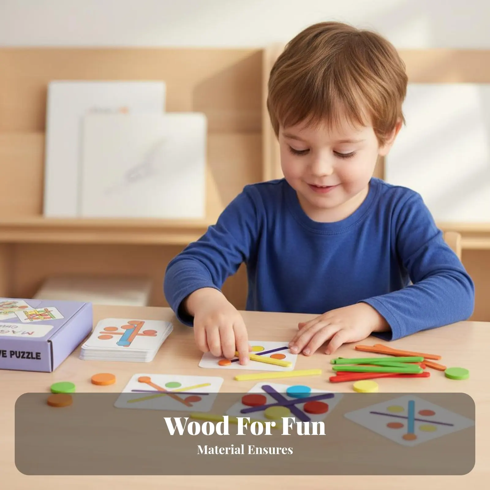 Creative Thinking Game Natural Wood Construction Wooden Color Matching Game Color Shape Matching Toy Hand-Visual Coordination