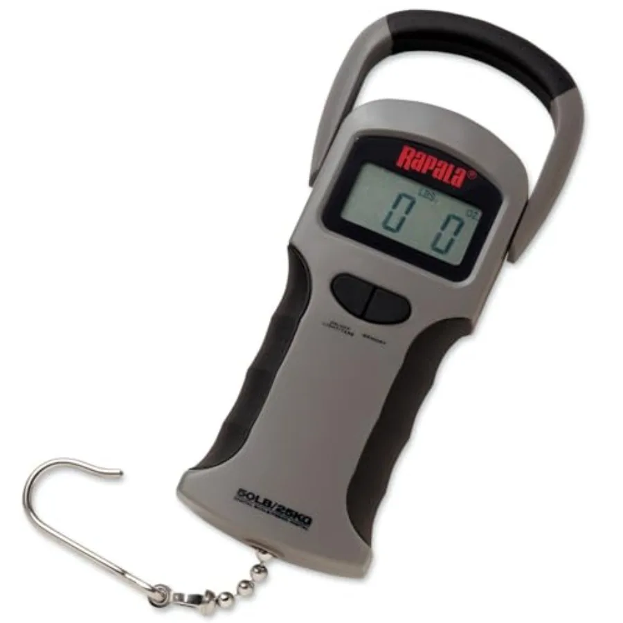 

Fishing application, ABS plastic and stainless steel, black and white, high-precision 50 lb digital scale with LCD display and
