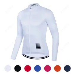 Camisetas de Ciclismo de manga larga para Hombre, ropa de equipo profesional para bicicleta de montaña, color blanco, otoño