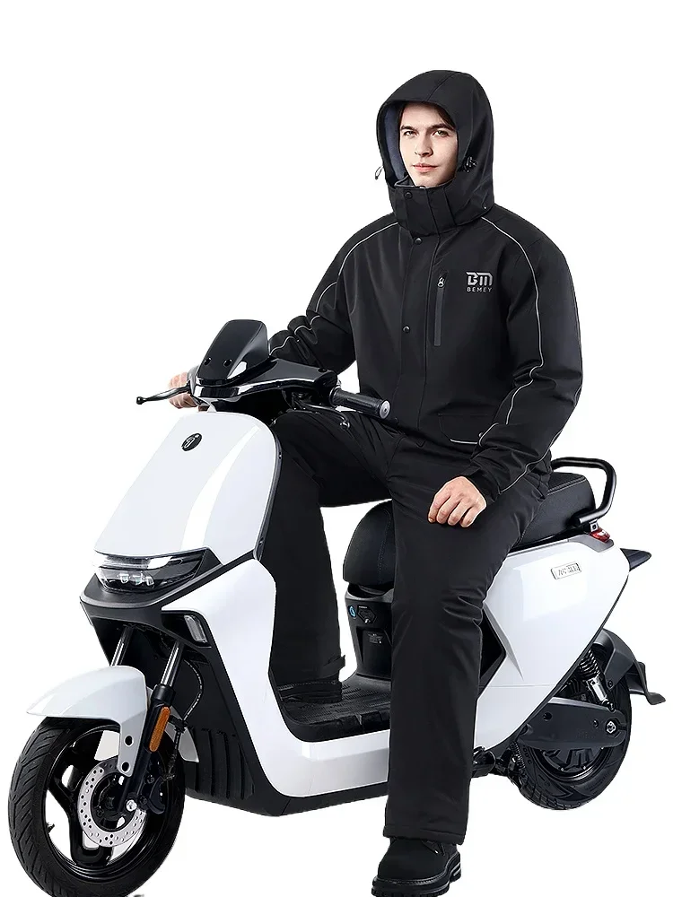 Winter Motorcycle Windshield Quilts Separate Windbreaker Plush Thickened Waterproof Graphene Self-heating Cotton Riding Jacket