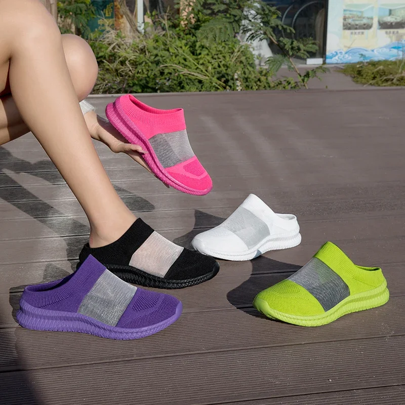 Women Slippers Sandals Summer Beach Slippers Women Breathable Mesh Flat Shoes Walking Women Zapatos Mujer Home Slippers view 6