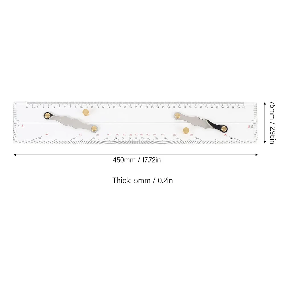 Marine Navigation Parallel Ruler 450mm High Transparency Sea Chart Plotting Tool Measurement Subdivision
