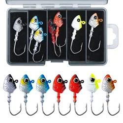Goture 7g 10g 14g 3D Eyes Jig Fishing Head Hook Worm Hook Winter Lure Bass Fish Tackle for Soft Lure Barbed Hook