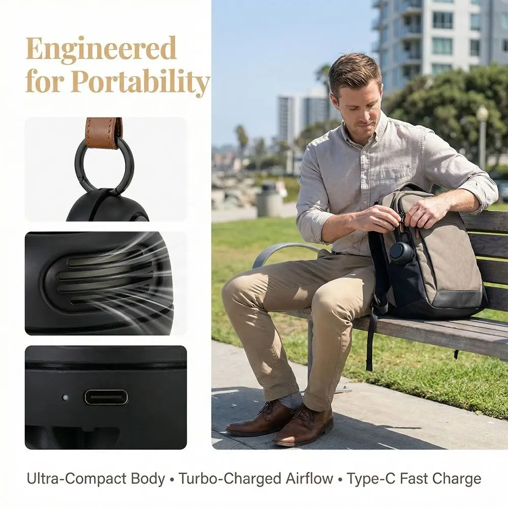 

Personal Cooler Portable Design Bladeless Fan Lightweight USB Charging Pocket Fan Compact Design Pocket Size Mini Fan Indoor Use