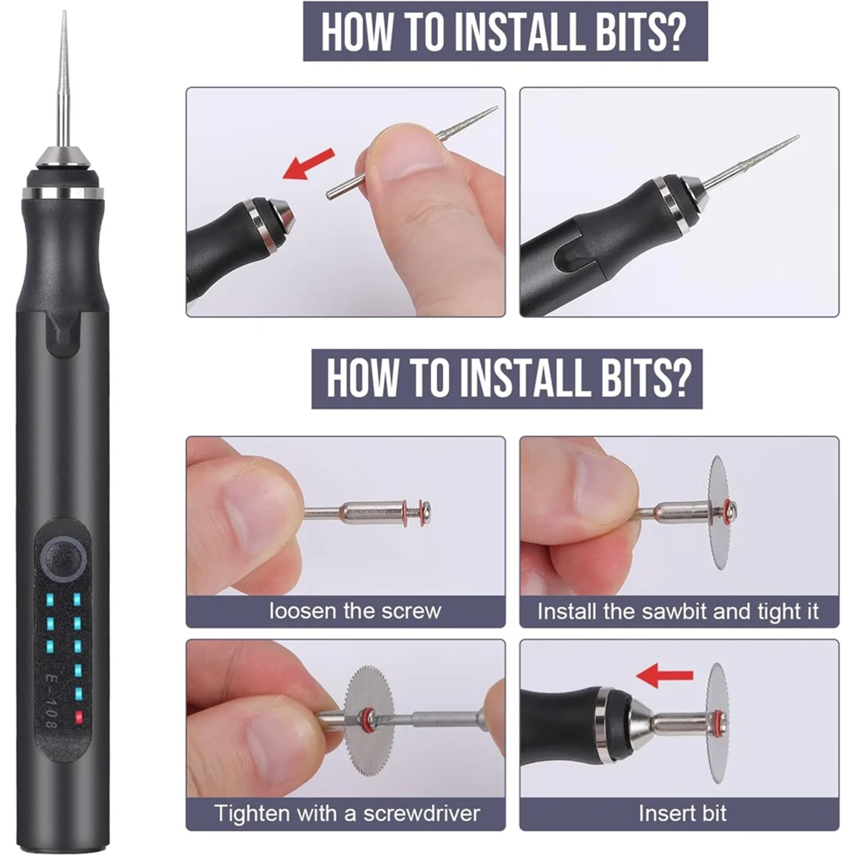 

ABJT Electric Engraving Pen, Cordless Engraving Machine, Portable DIY Rotary Engraver for Jewelry Wood Glass Stone Carving