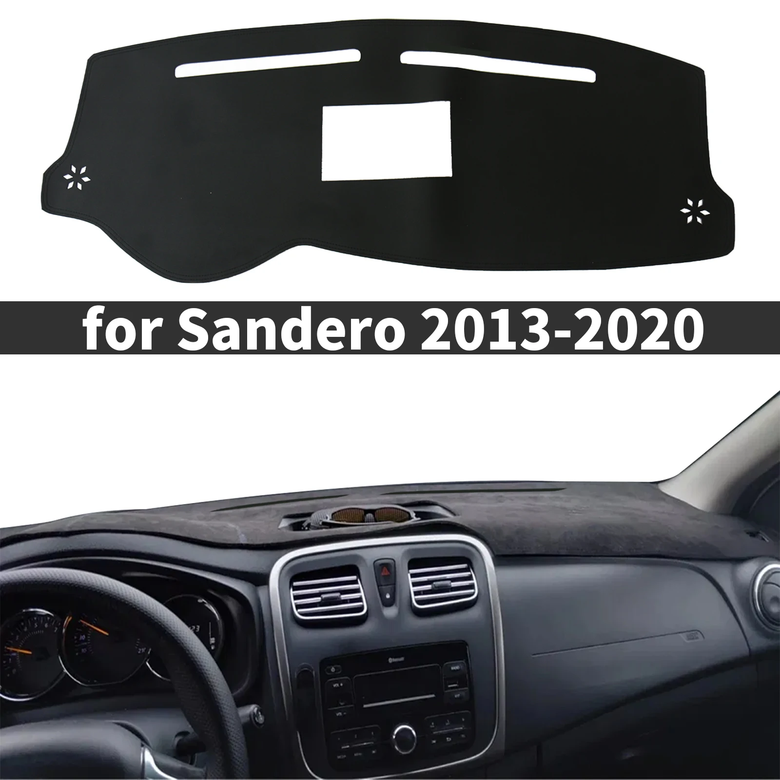 

for Dacia Renault Sandero 2020-2013 Stepway II 2 RS LHD Dashmat Dashboard Cover Pad Protective Carpet Leather DashMat Sunshade