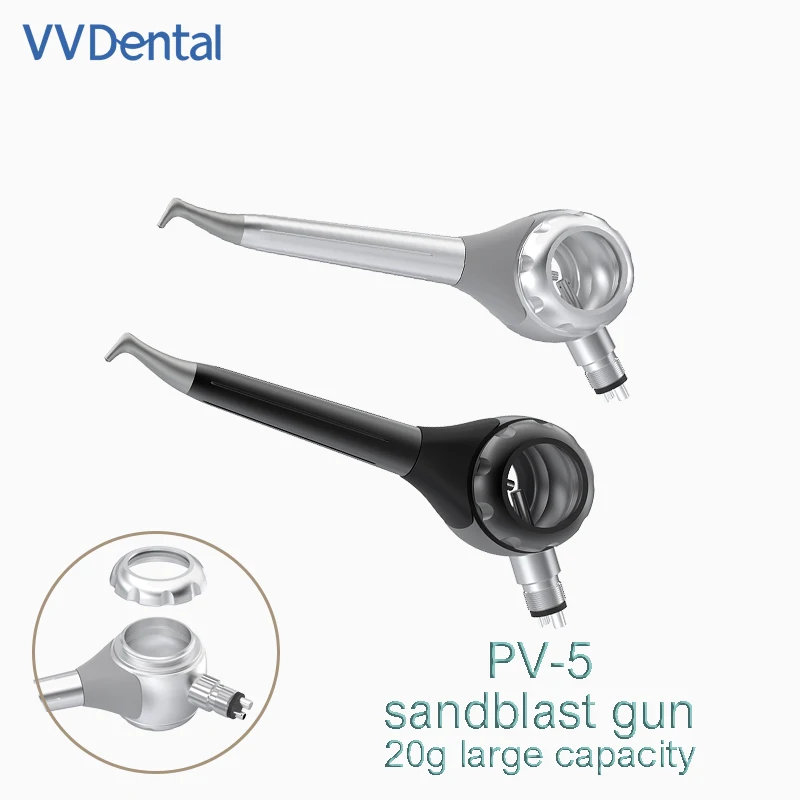 VVDENTAL Dental Sandblasting Gun Sandblasting Machine Upgraded 20g Large Capacity Removes Dental Plaque PV5 Aluminum Alloy Body