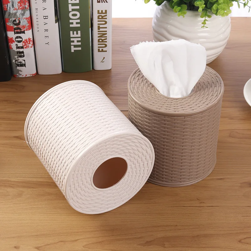 Plastic Tissue Box Holder Kitchen Living Room Simulation Rattan Tissue Storage Box Toilet Bathroom Roll Paper Rack Container