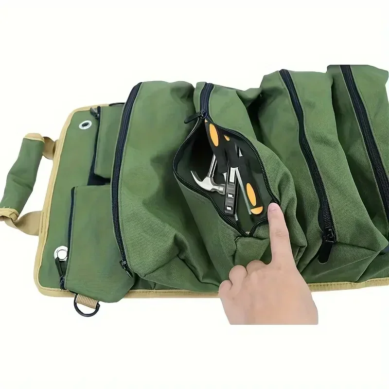 Canvas Professional Tool Bag Multifunctional Large Portable Capacity Toolbag Bag Rolled Waterproof Storage Bag Pliers Wrenc