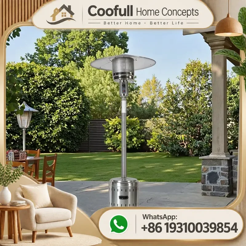 Portable Propane Mushroom Heater Stainless Steel Piezo Ignition USA Regulator For Outdoor Patio Garden Modern Heating