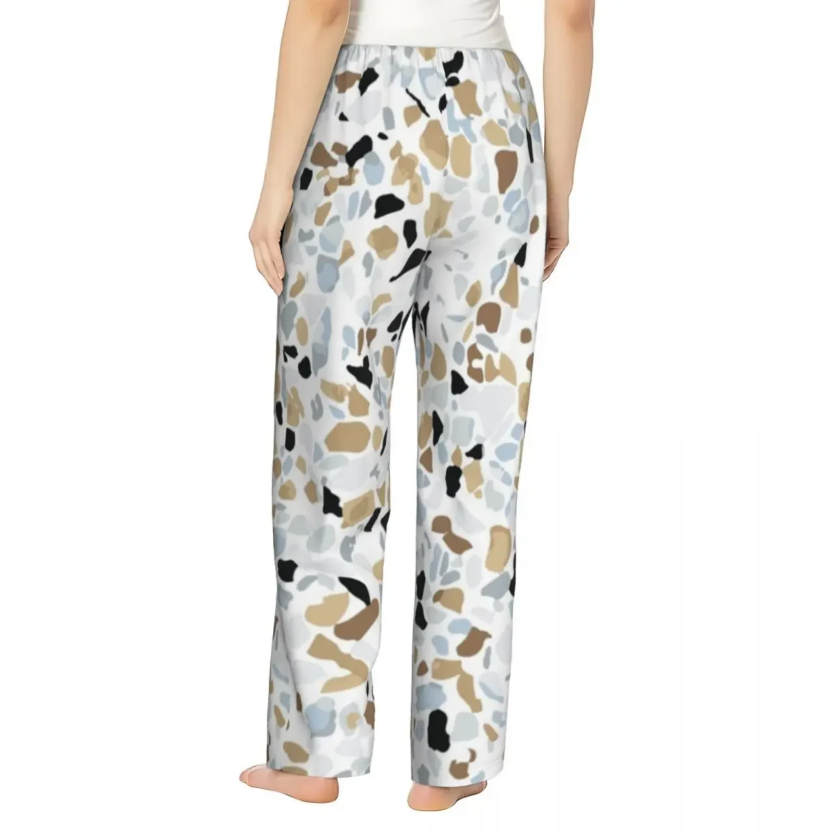 Custom Seamless Terrazzo Stone Pattern Women Pajama Pants Lounge Sleep Sleepwear Bottoms with Pockets