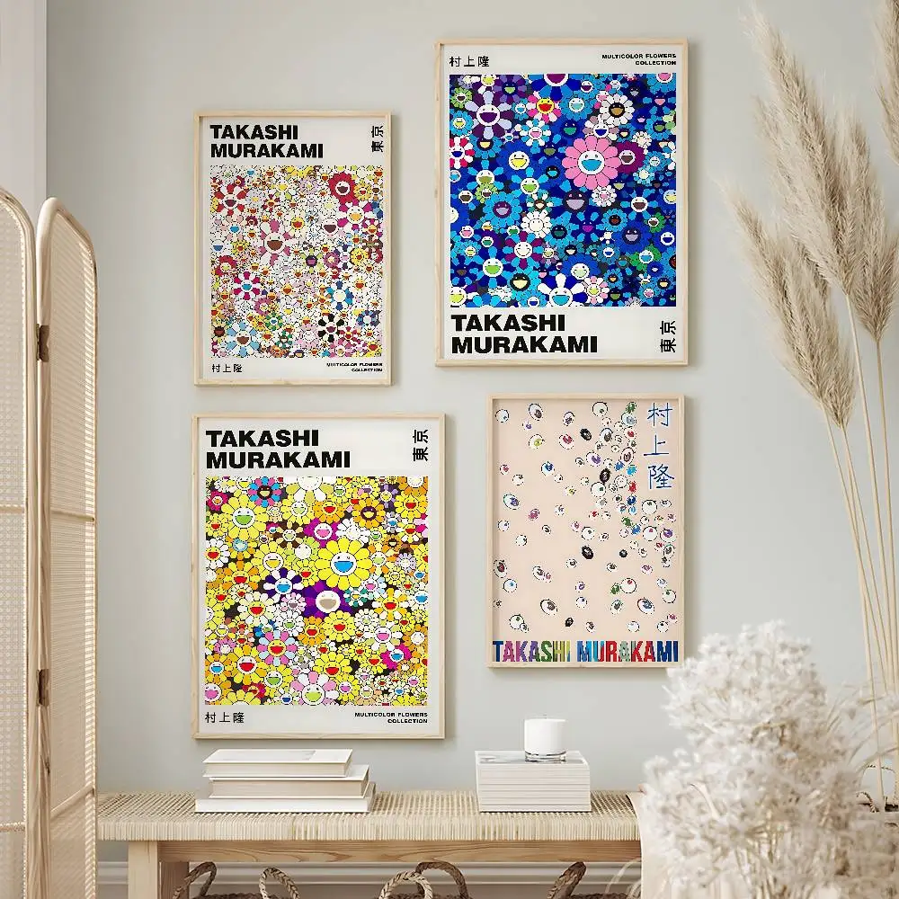 Trending Artist Takashi Murakami Posters Premium Self-Adhesive No Residue Wall Sticker for Home Office Bar Decor