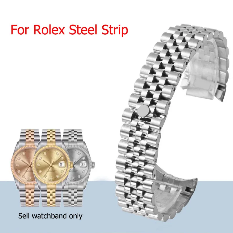 20mm 21mm Solid Stainless Steel Watch Band For Rolex DATEJUST DAY-DATE OYSTERPERTUAL DATE Silver Watch Accessories Straps