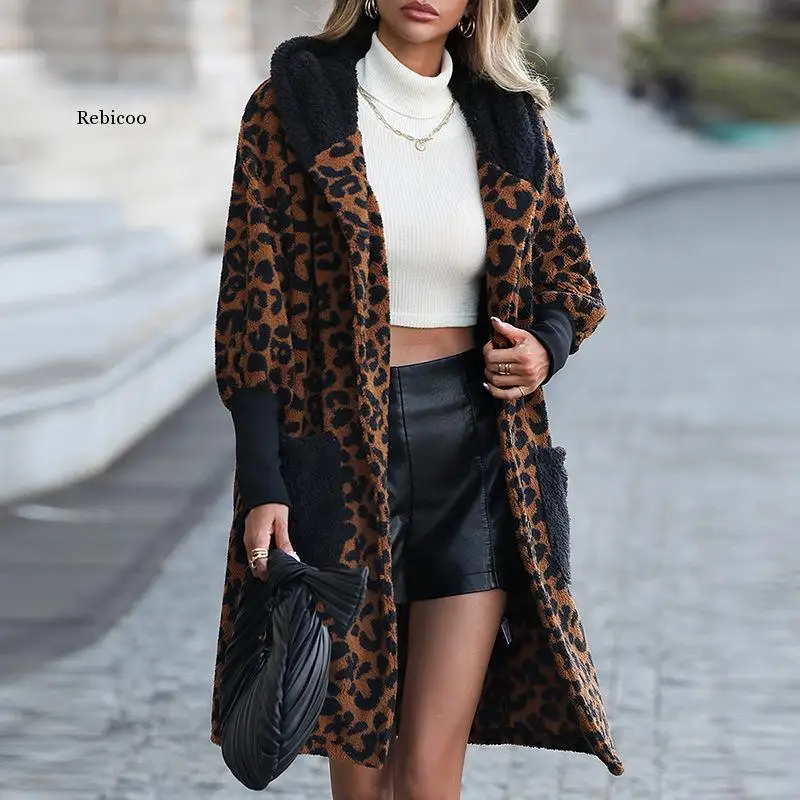 

2021 spring Vintage Leopard Jacket Plus Size Casual Leopard Female Coat Winter Tops For Woman Clothes Elegant Wool Outwear