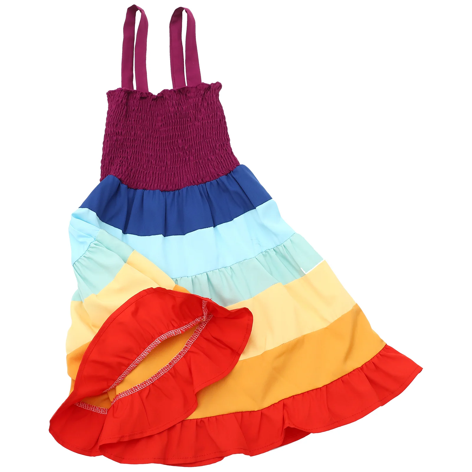

Rainbow Skirt One Piece Sleeveless Strapless Beach Dress Party Performance Costume Kids Active Wear Fit 100Cm Height