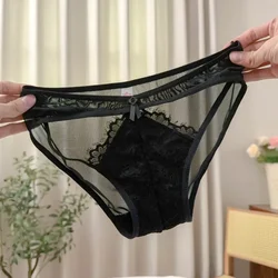 European and American Hot Diary Lace Panties Women's Low-rise Sexy Mesh Cutout Comfortable Fashion Breathable Cotton Briefs