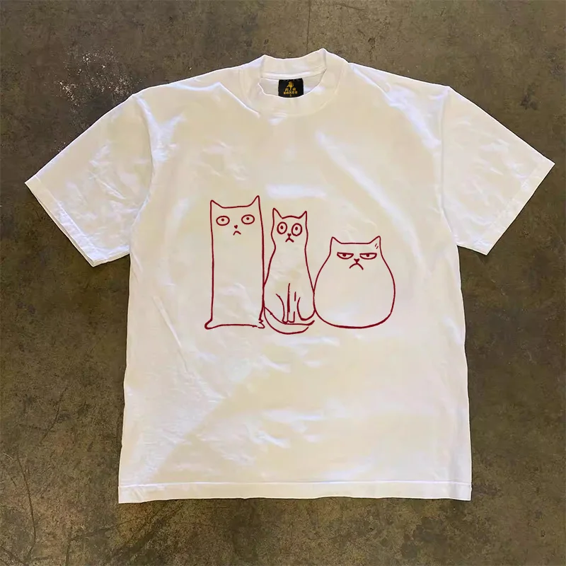 Loose Fit Cotton T-Shirt Unisex Short Sleeve Double Thread UPUPXIA Hero Print Sweat Absorbent round Neck Casual Summer Top
