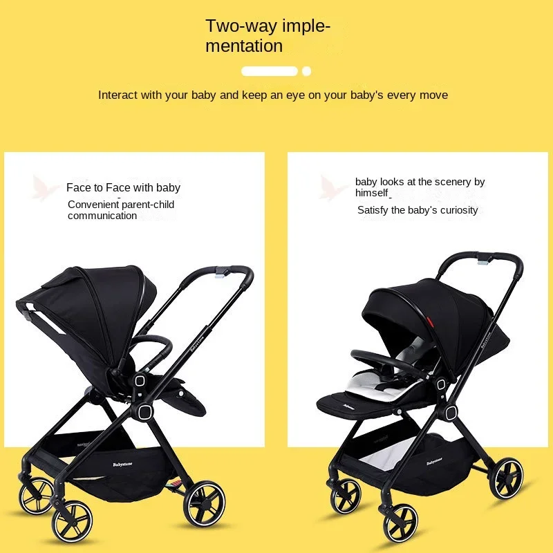 Baby Stroller Can Sit or Lie Down Lightweight Two-way Swivel Seat Newborn Travel Stroller Folding Detachable Four-wheel Stroller