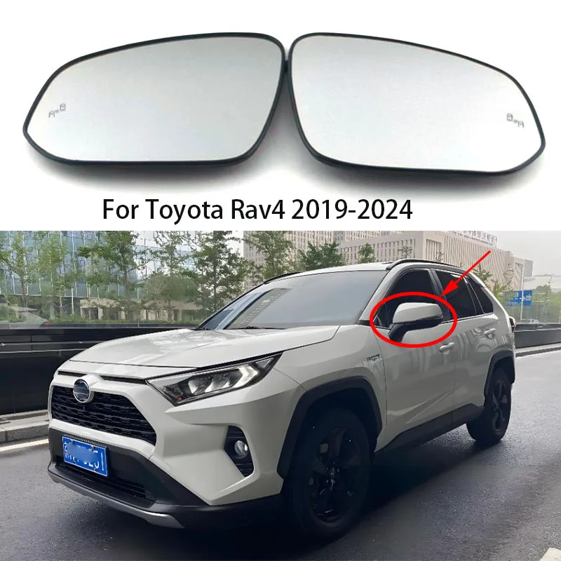 

For TOYOTA RAV 4 2019-2024 HILUX 2016-2022 HIGHLANDER 2016-2020 With Blind Spot Heated Rearview Door Side Mirror Lens Glass