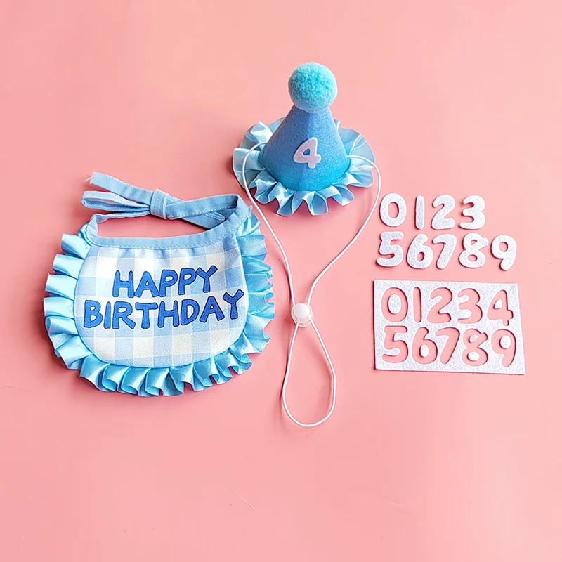 Pet Birthday Party Hat Bib Set for Celebration