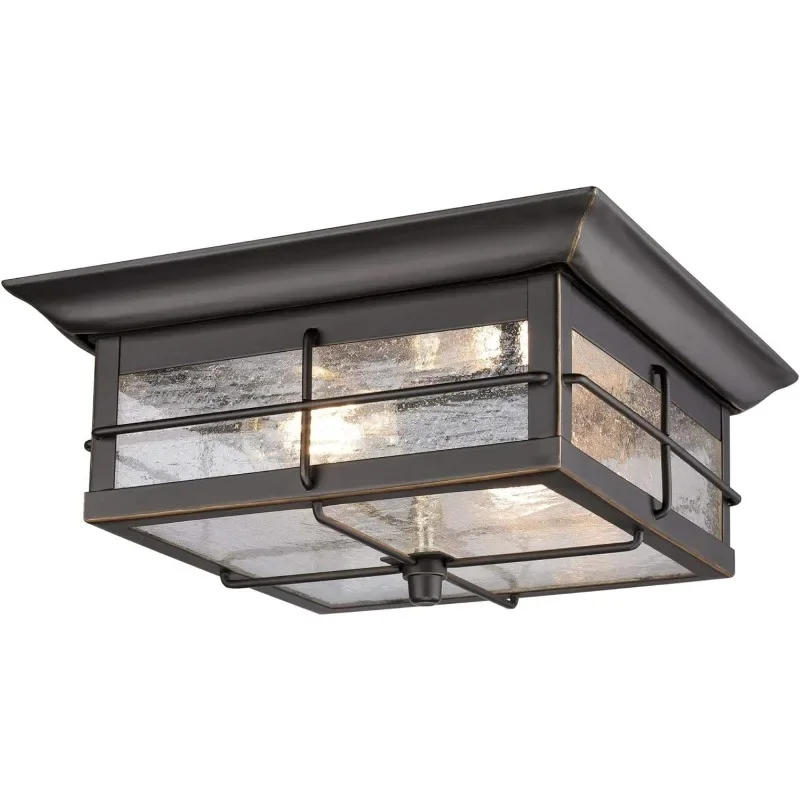 6578400 Orwell 2 Light Outdoor Flush Mount Fixture in Oil Rubbed Bronze and Clear Glass