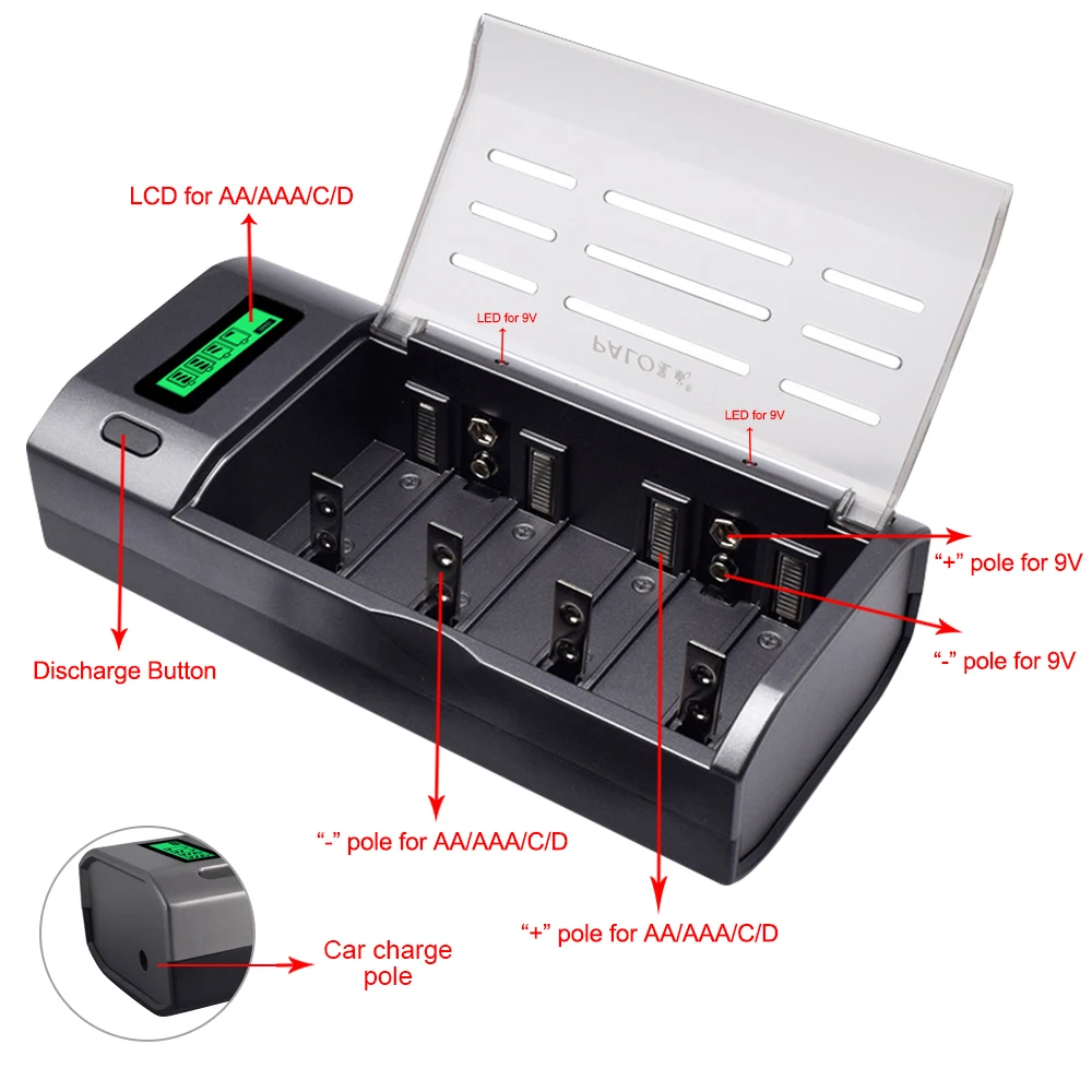 PALO R14 C bateria ogniwowa C rozmiar akumulator 1.2V 4000mAh NI-MH + LCD inteligentna ładowarka do akumulatora do baterii AA AAA C D 9V