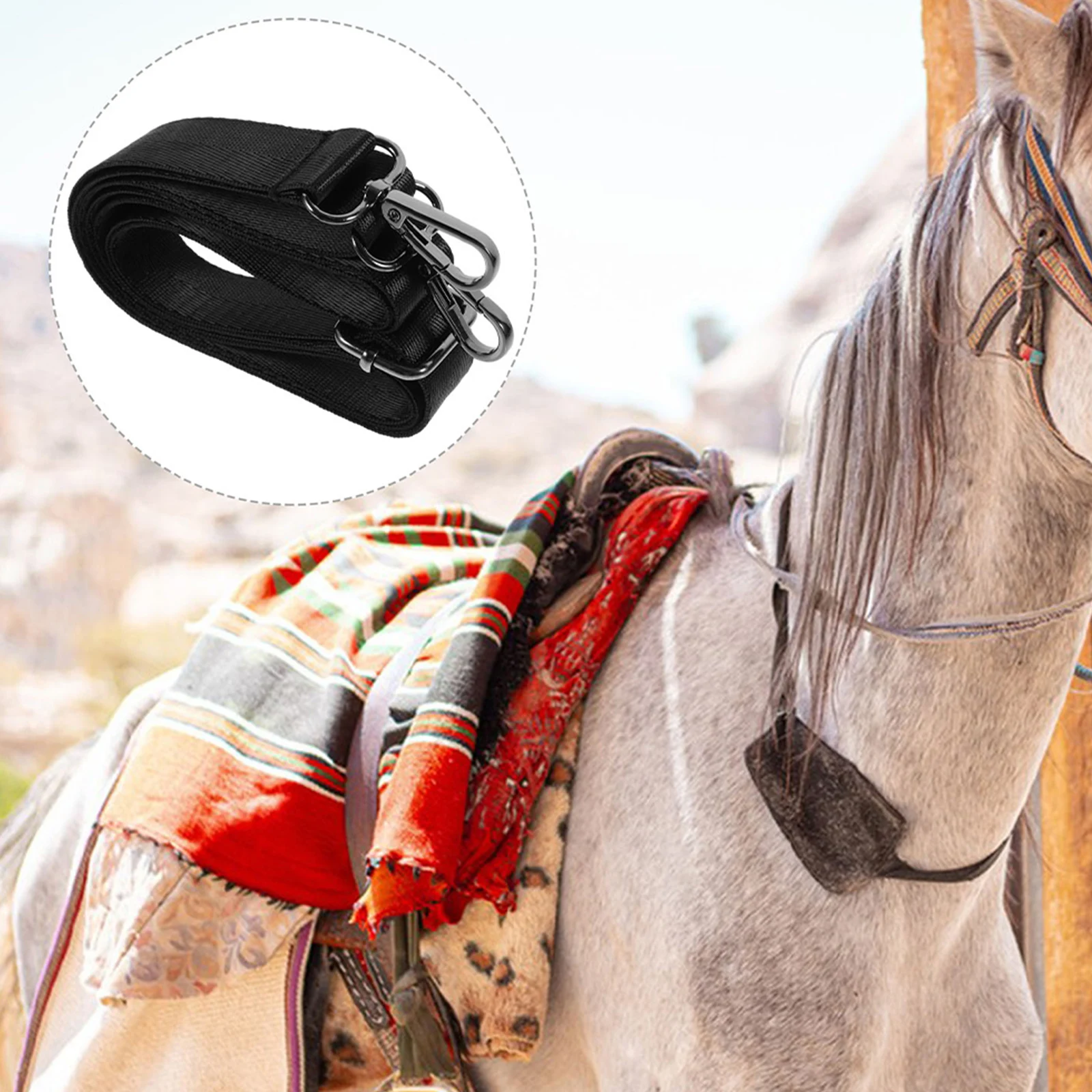 

2pcs Horse Blanket Leg Straps Adjustable Elastic Nylon Buckle Straps For Secure Fit Durable Replacement Riding Accessories