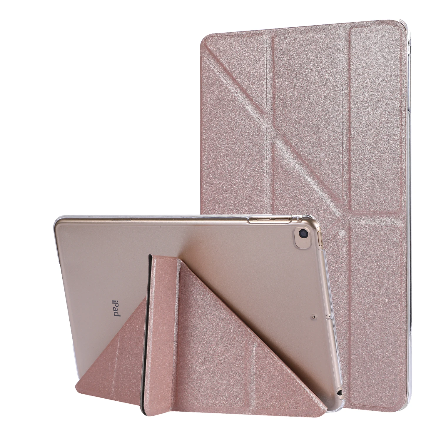 

Silk Texture Origami Stand PU Leather Case for iPad mini (2019) 7.9 inch - Rose Gold