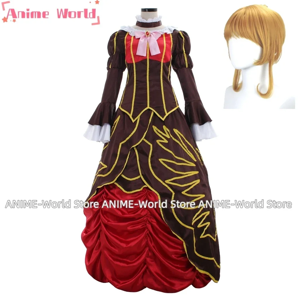 「カスタムサイズ」アニメうみねこのなく頃にビアトリスパーティーファッションロリータロングドレススカート制服コスプレ衣装任意のサイズのかつら