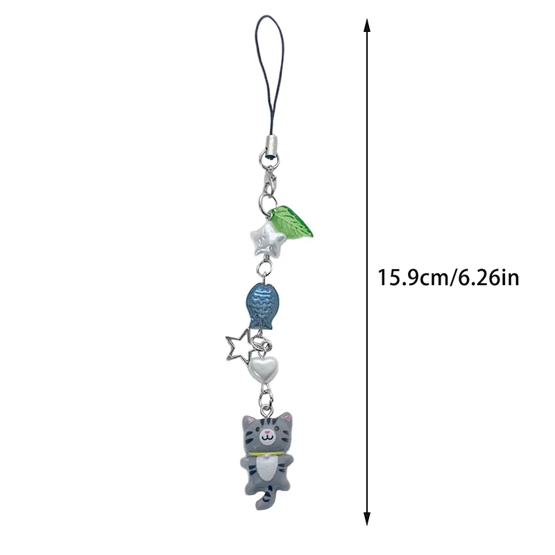 Y2K милый ремешок для телефона с котенком, свежий сладкий бисер, цепочка для мобильного телефона, подвески для мобильного телефона для девочек, брелок, подвеска для камеры