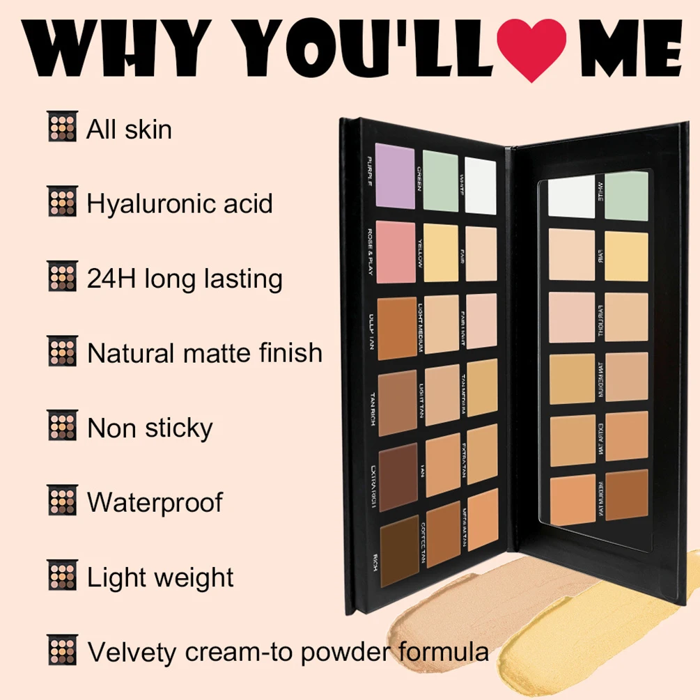 Paleta Korektorów 18 Kolorów Własne Logo Długotrwała Krycie Niedoskonałości Trądzik Wegańska Marka Prywatna Naturalny Pełne Krycie Makijaż Hurt