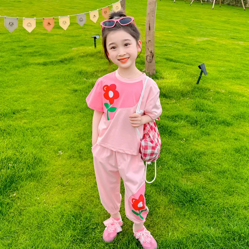 

Summer Baby Girls Clothing Sets Children Short Sleeved T Shirt Pants Kids Beach Vacation Costume Inafnt Outfits Princess Clothes