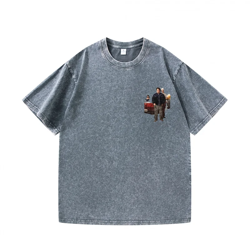 تي شيرت رجالي رمادي برنامج تلفزيوني مطبوع نمط كاجوال ملابس يومية صيفية عصرية تي شيرت علوي #2